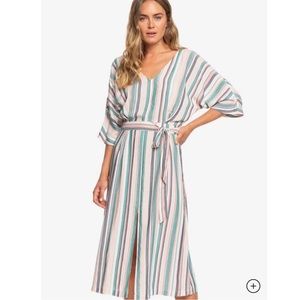 NWT Roxy Run the Road 3/4 Sleeve Midi Dress
